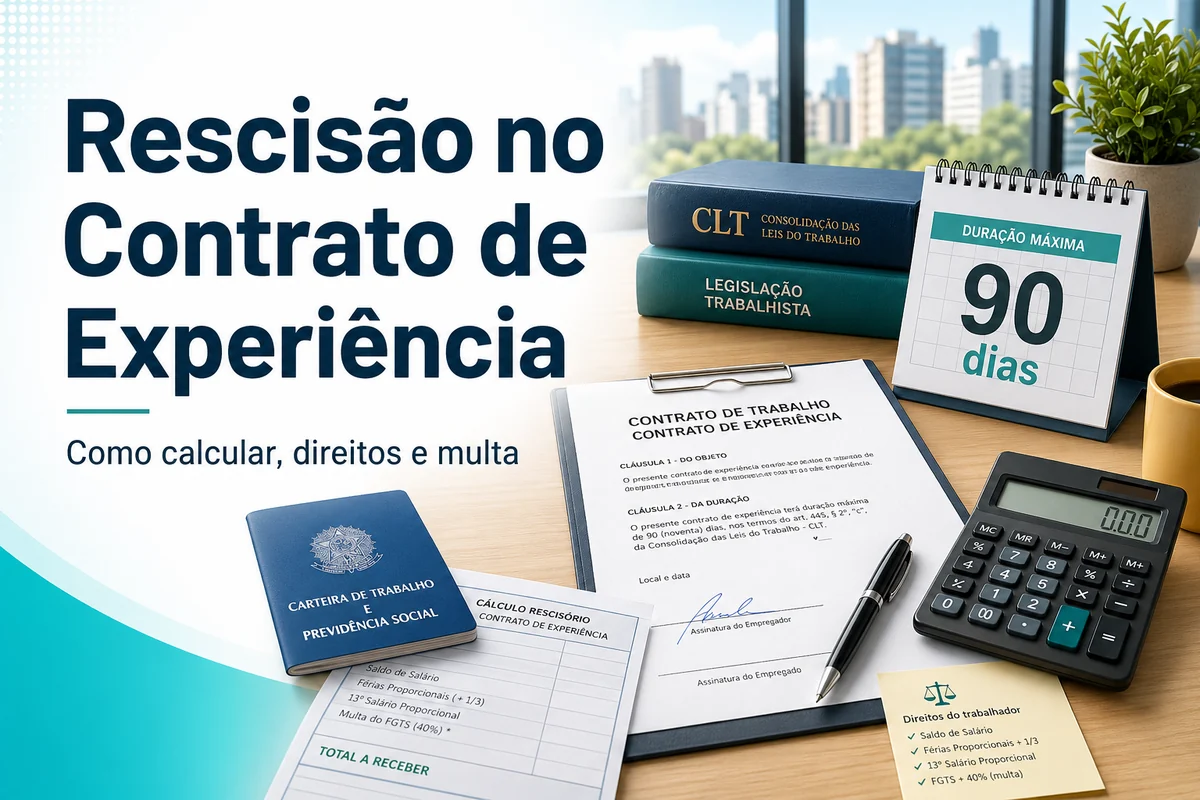 Rescisão no contrato de experiência com cálculo de direitos e multa